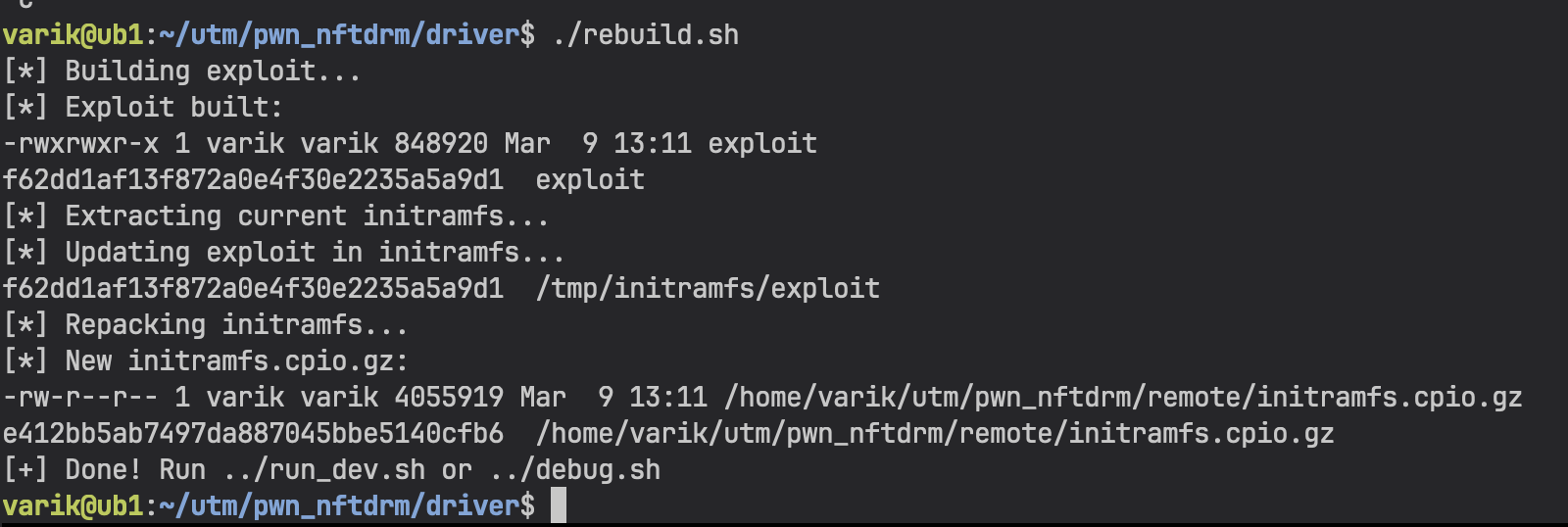 rebuild.sh execution