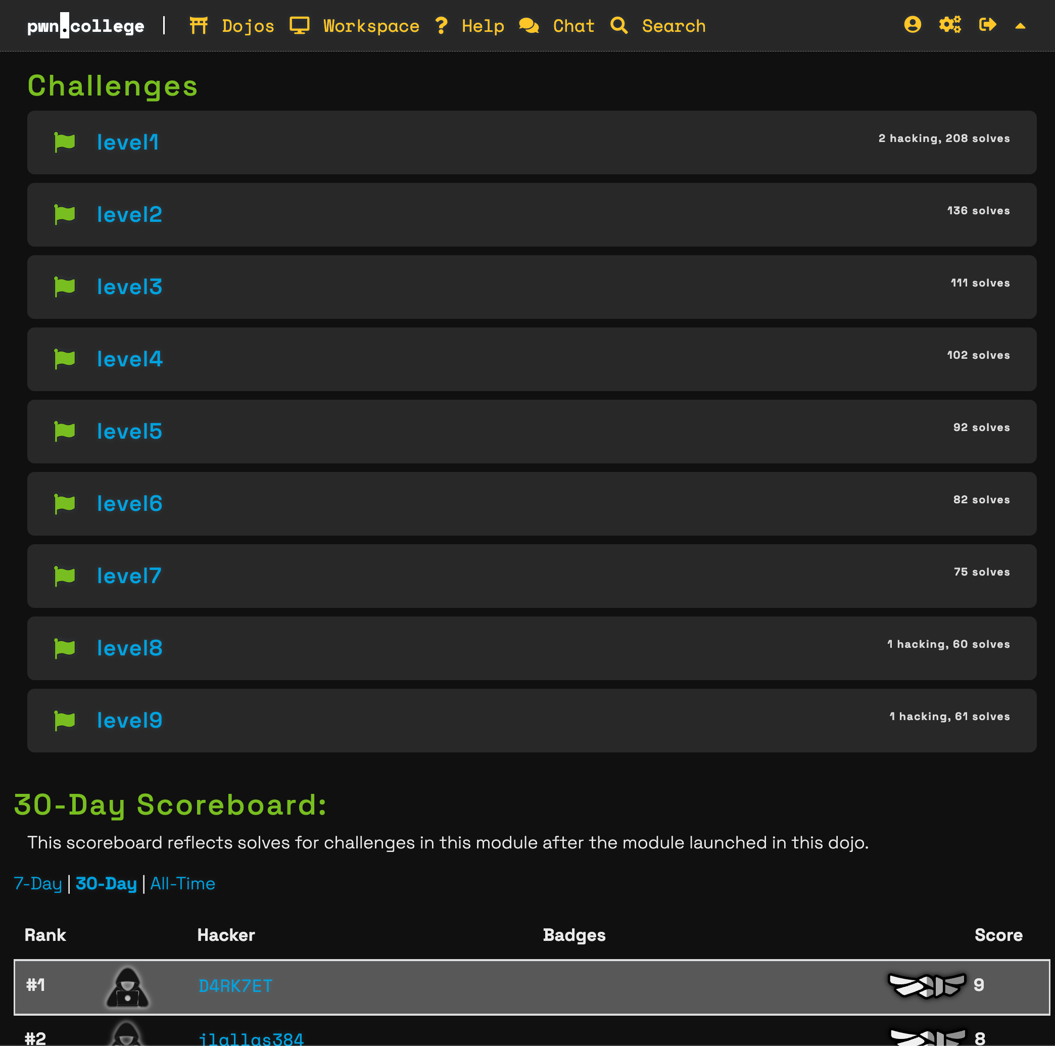 pwn.college V8 exploitation challenges - all 9 levels solved